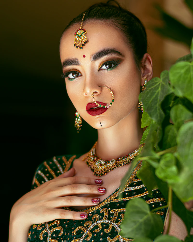 Close-up of party glam makeup with shimmer eyes and nude lips, Finenticee studio Bhubaneswar